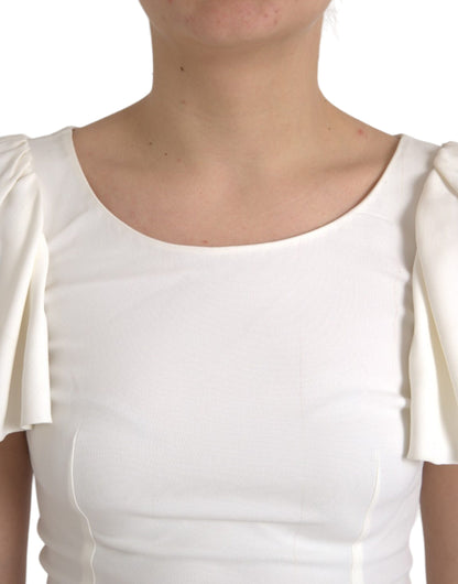 White Viscose Round Neck Short Sleeves Top