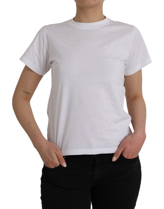 White Cotton Crew Neck Short Sleeves T-shirt