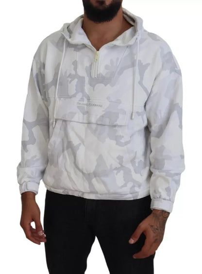 Sudadera con capucha y estampado de camuflaje blanco