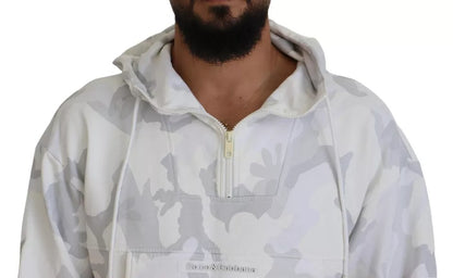 Sudadera con capucha y estampado de camuflaje blanco