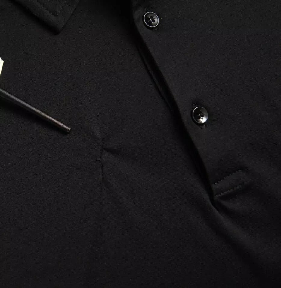 Black Logo Cotton Collared Polo Top T-shirt