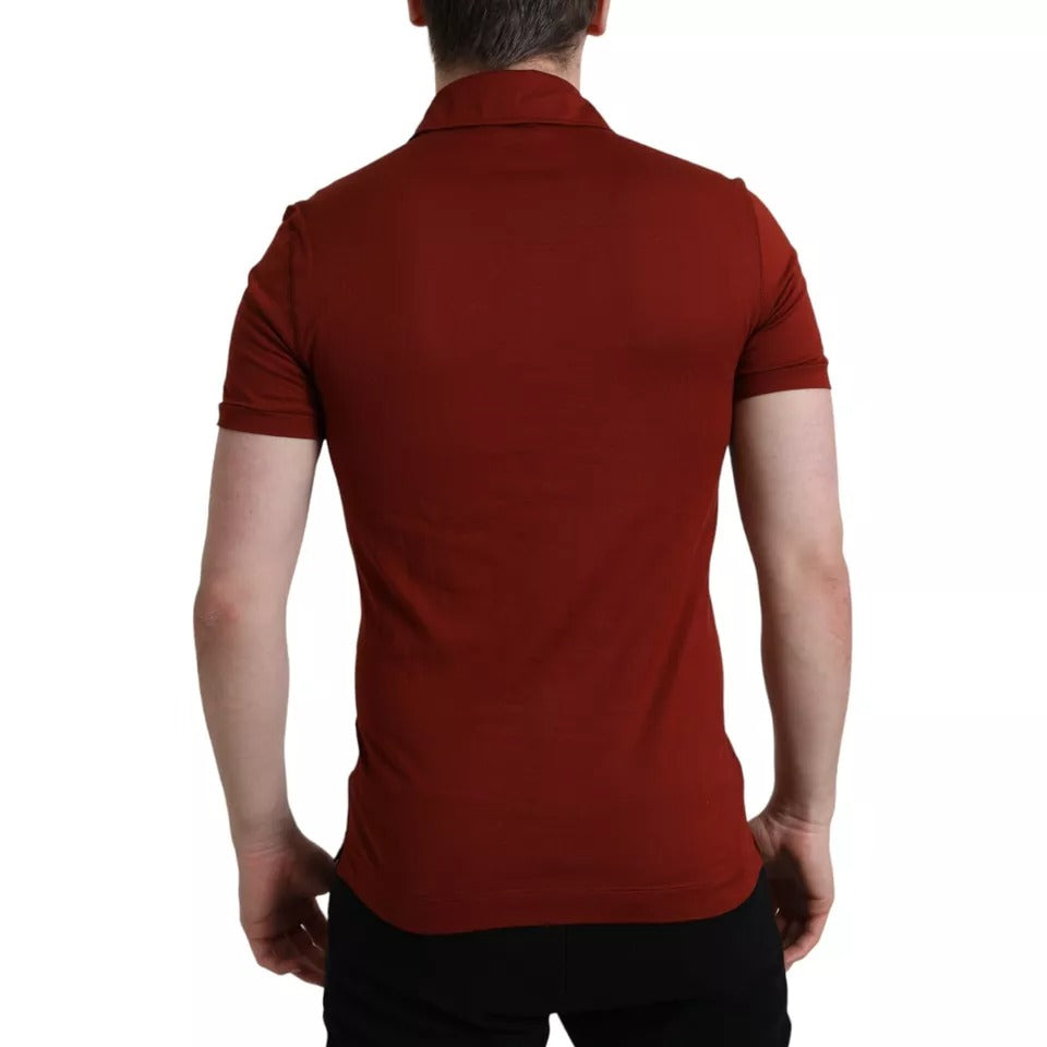 Rotes kurzärmliges Herren-T-Shirt mit Logo-Kragen