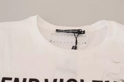 Weißes bedrucktes T-Shirt mit kurzen Ärmeln