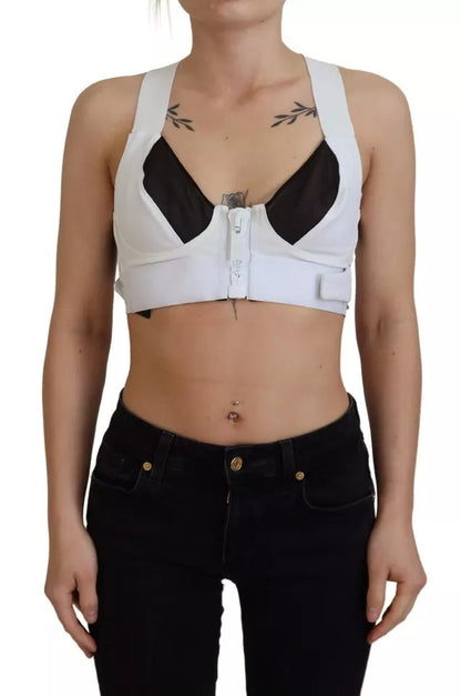 Weißes ärmelloses kurzes Bustier-Top aus Viskose