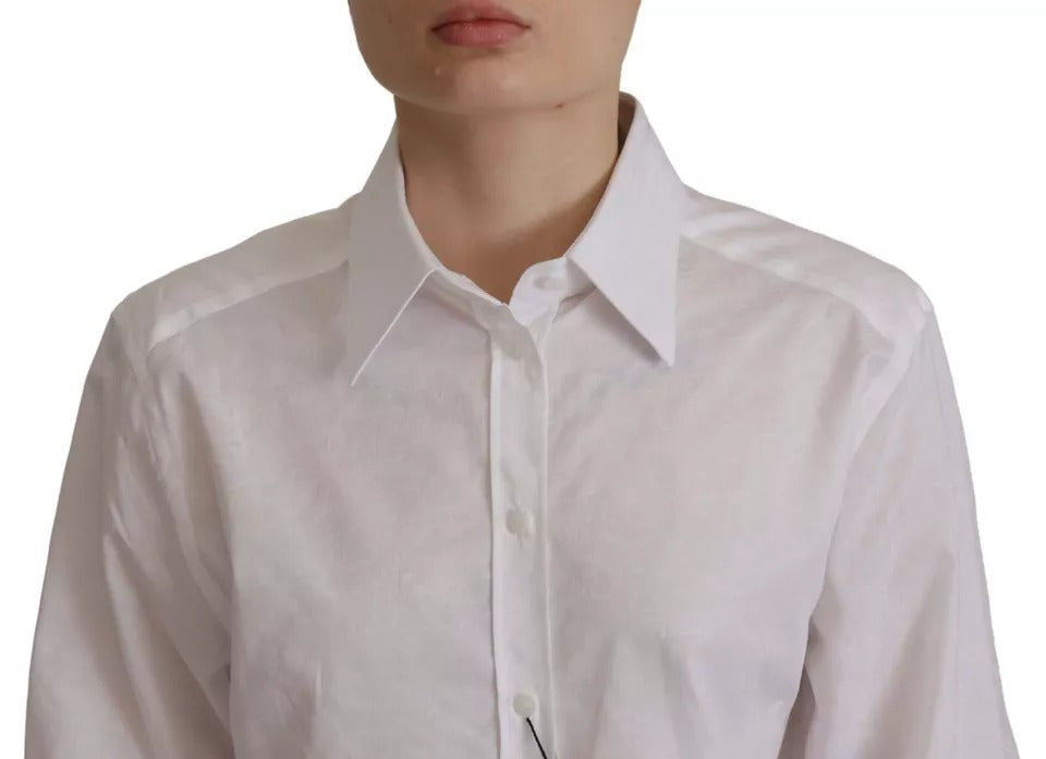 Camisa formal de algodón blanca con cuello