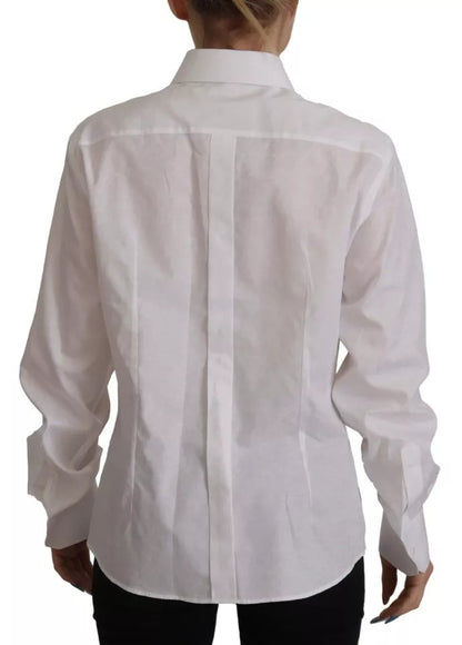 Camisa formal de algodón blanca con cuello