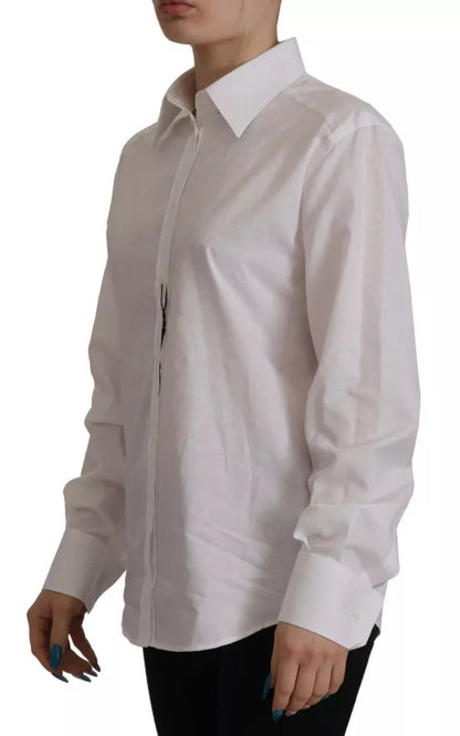 Camisa formal de algodón blanca con cuello