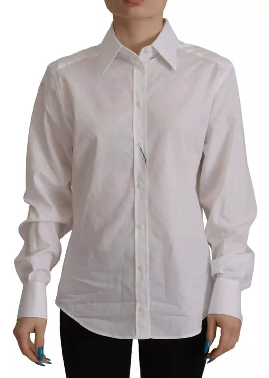 Camisa formal de algodón blanca con cuello