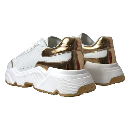 White Gold Leather Men Sneakers DAYMASTER Shoes