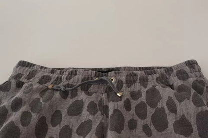 Gray Leopard Print Sweatpants Jogger Pants