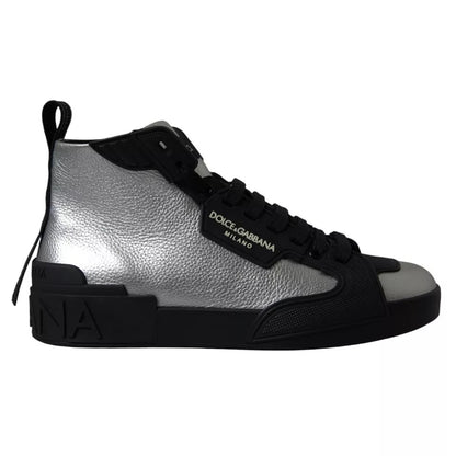 Zapatillas deportivas de caña media con logo plateado y negro para hombre