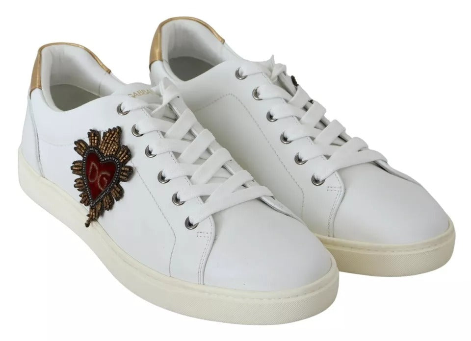 Zapatillas bajas de piel blanca con forma de corazón para hombre