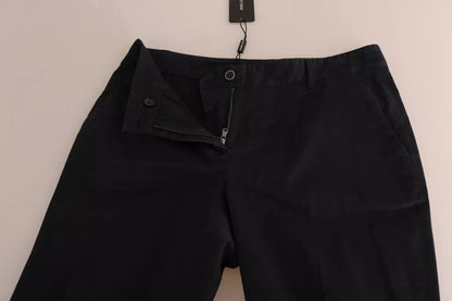 Black Cotton Cropped Capri Pants