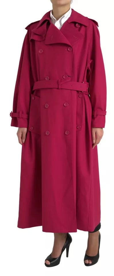 Dunkelrosa zweireihige Trenchcoat-Jacke