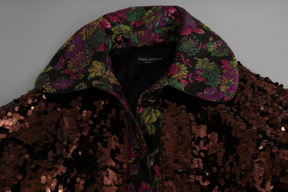 Chaqueta larga de jacquard con lentejuelas multicolor