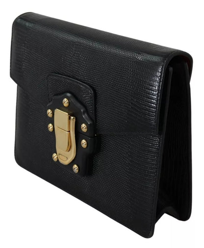 Cartera pequeña de piel negra y metal dorado para mujer, cartera Lucia