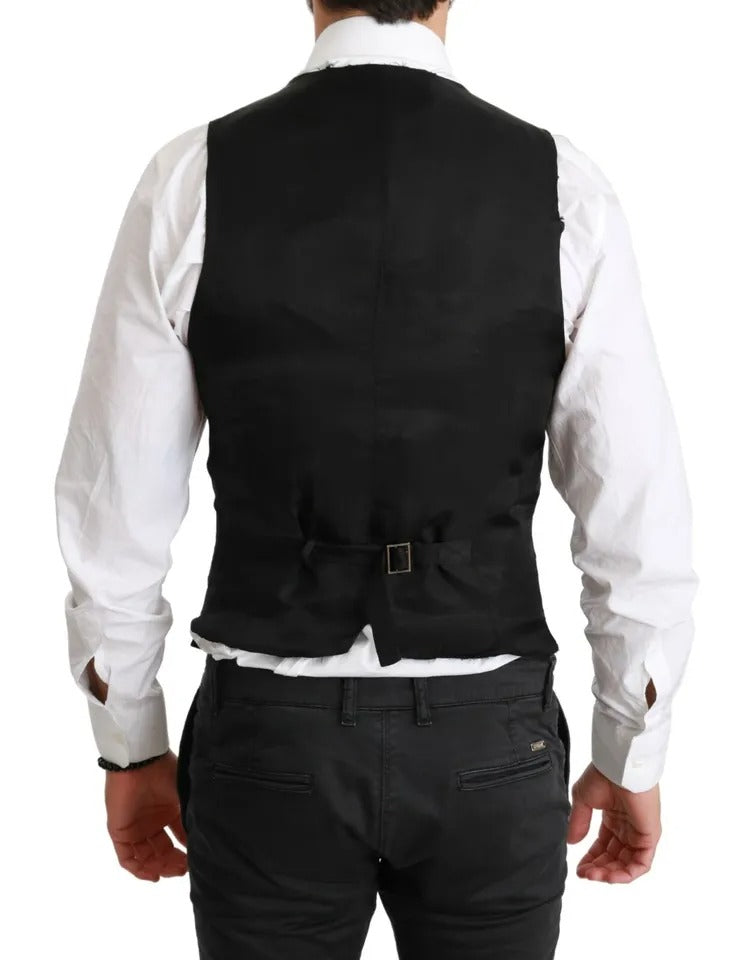 Black Solid STAFF Slim Fit Waistcoat Vest