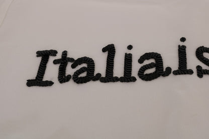 Weiße Bluse „Italia Is Love“ aus Seide mit Pailletten