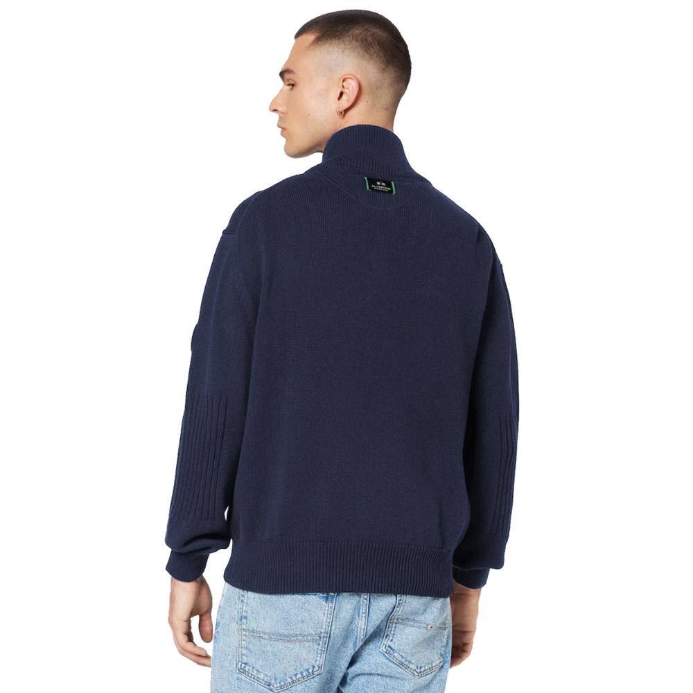 Blauer Baumwollpullover