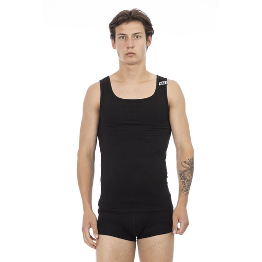 Black Cotton Men Tank Top