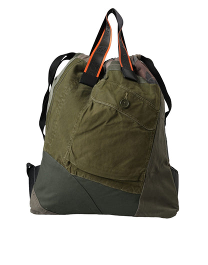 Military Green Patchwork Rucksack Backpack Bag