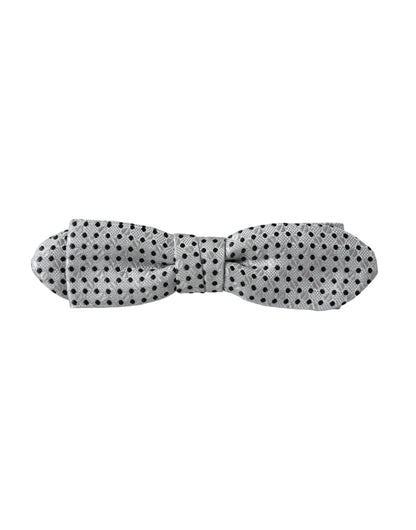 Gray Silk Polka Dot Adjustable Neck Men Papillon Bow Tie