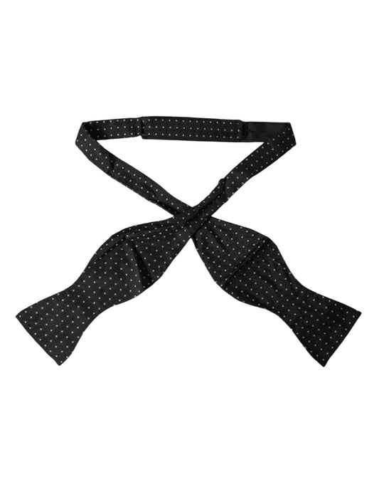 Black Silk Polka Dot Slim Skinny Necktie Men Bow Tie