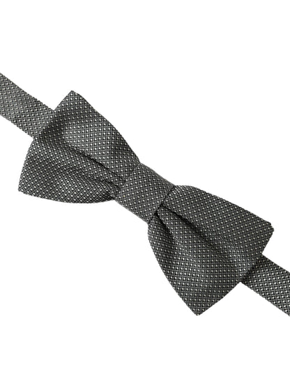 Gray Silk Patterned Adjustable Neck Men Bow Tie