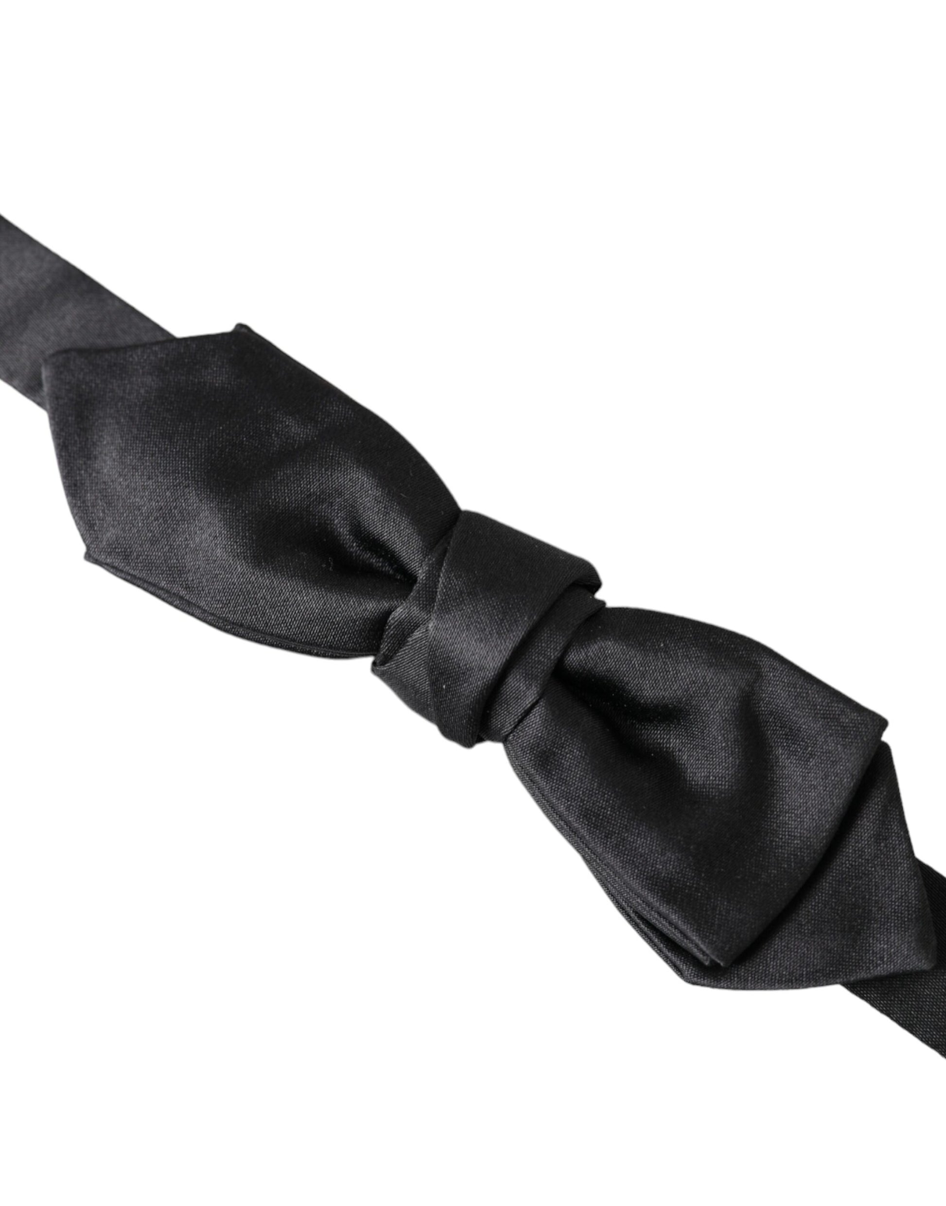 Black Satin Silk Adjustable Neck Men Bow Tie