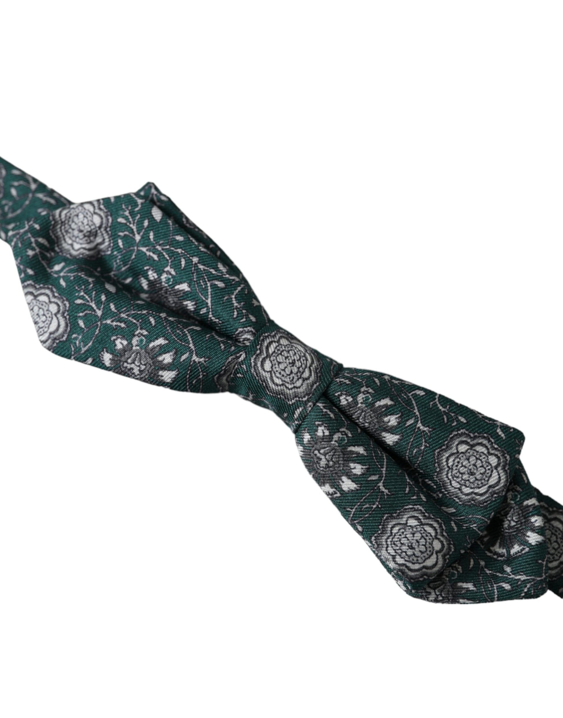 Green Silk Floral Adjustable Neck Men Bow Tie