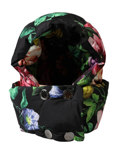 Black Floral Print Whole Head Wrap Hat