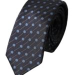 Black Blue Polka Dot Silk Adjustable Men Tie