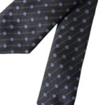 Black Blue Polka Dot Silk Adjustable Men Tie