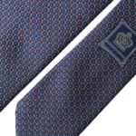 Corbata ajustable para hombre con estampado de seda azul marino