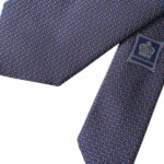 Corbata ajustable para hombre con estampado de seda azul marino