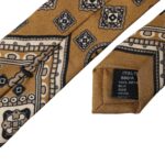 Yellow 100% Silk Wheel Print Adjustable Men Tie