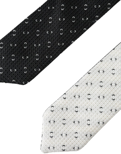 Black White Patterned Adjustable Tie