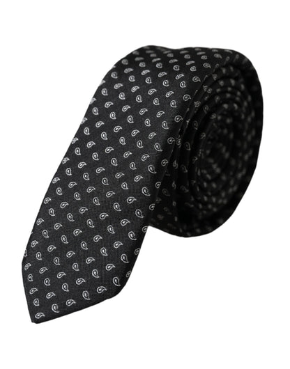 Black Jacquard Patterned Silk Adjustable Men Tie