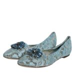 Blue Lace Crystal Ballet Flats Loafers Shoes