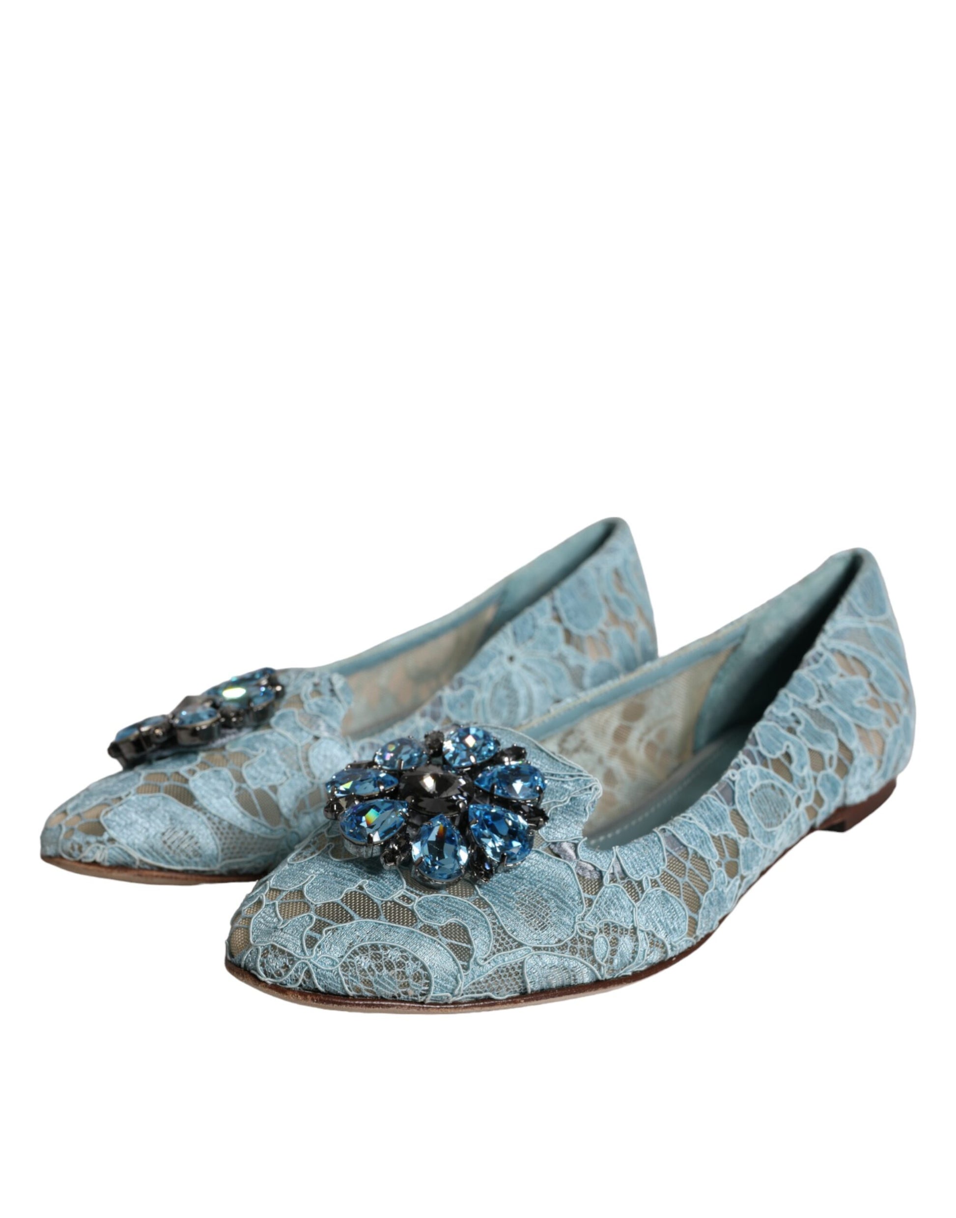 Blue Lace Crystal Ballet Flats Loafers Shoes