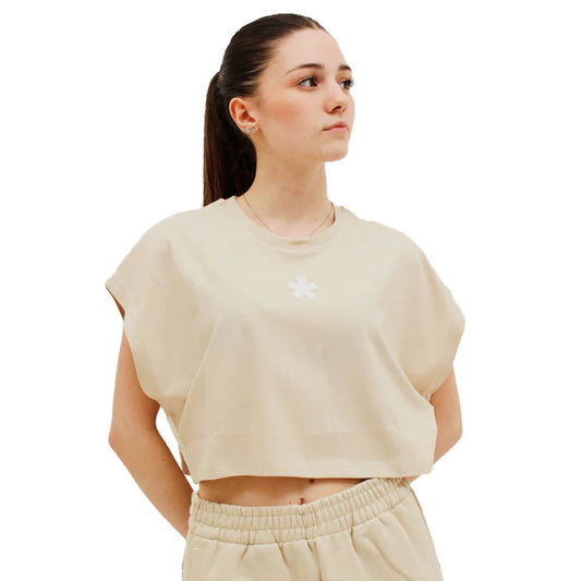 Beige Baumwolltops und T-Shirts