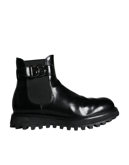 Schwarze Chelsea Boots mit DG-Logo und Gürtel für Herren