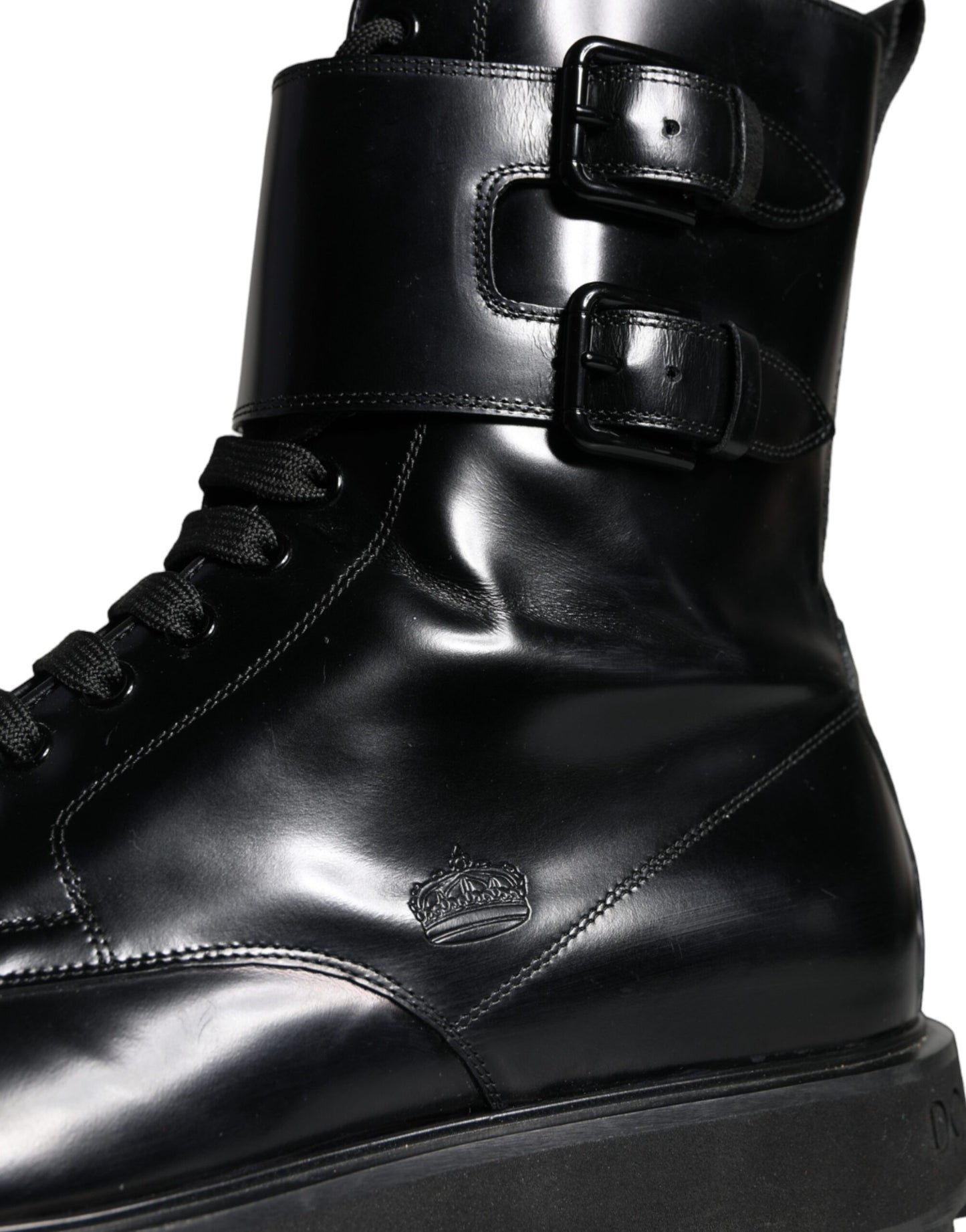 Black Leather Lace Up Men Mid Calf Boots Shoes