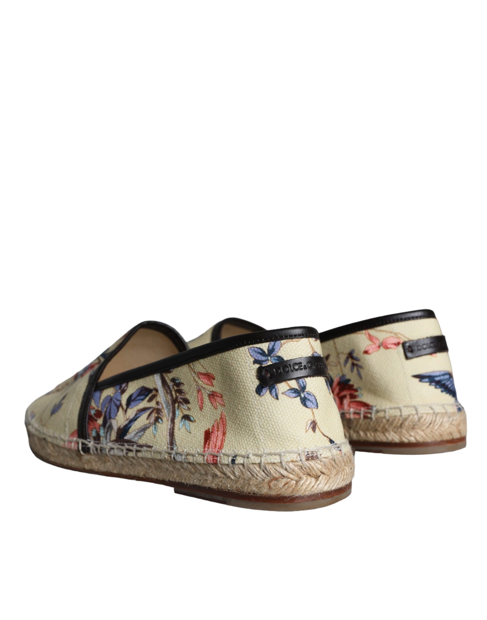 Beige Espadrilles aus Canvas mit Blumenmuster