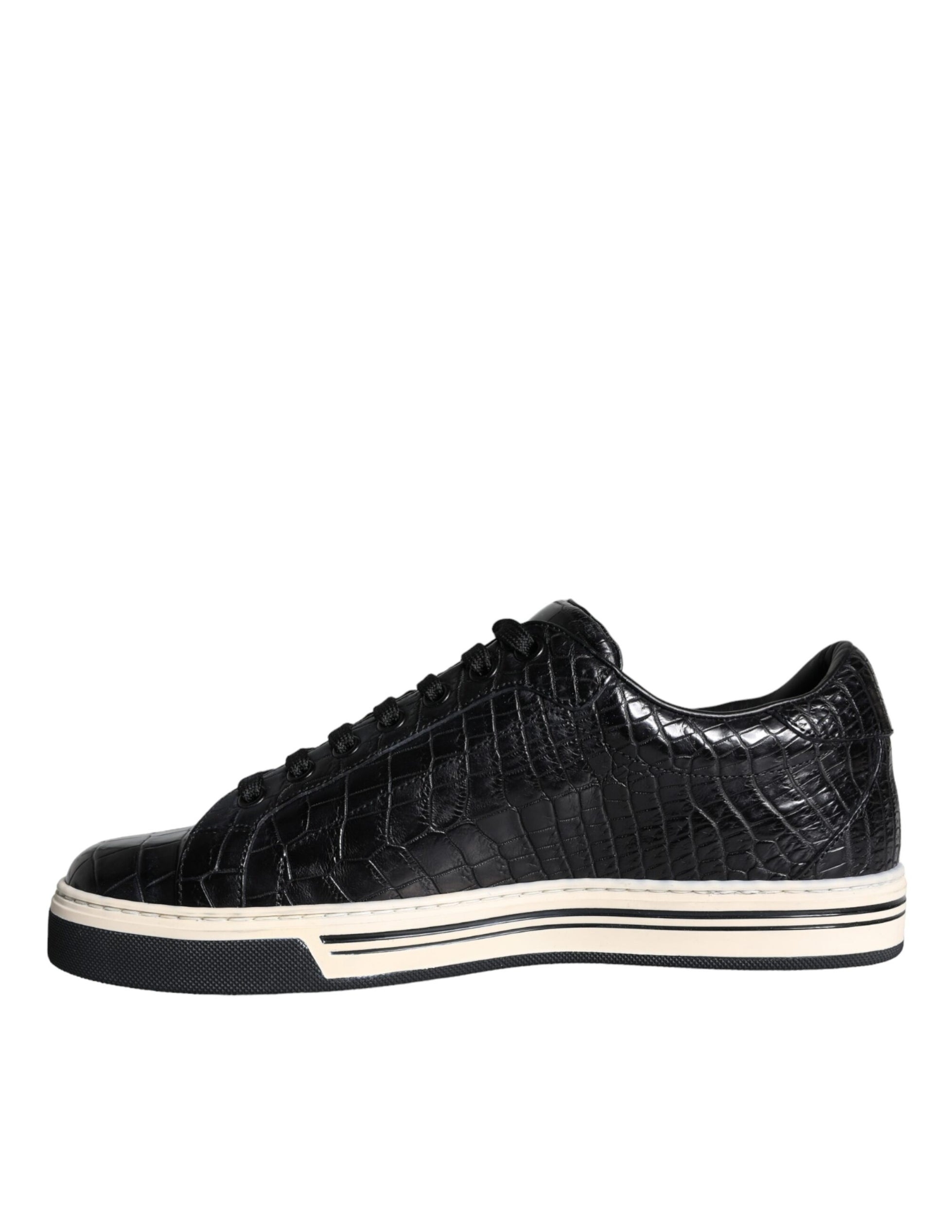 Schwarze Leder Herren Low Top Sneakers