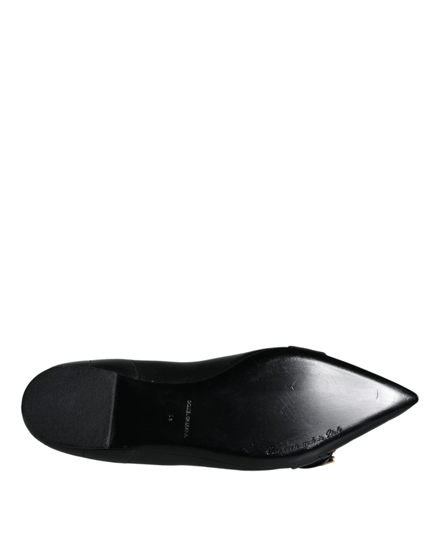 Black Devotion Leather Pointy Flats Shoes