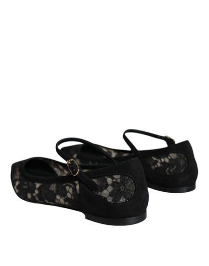 Black Taormina Lace Bellucci Flats Shoes