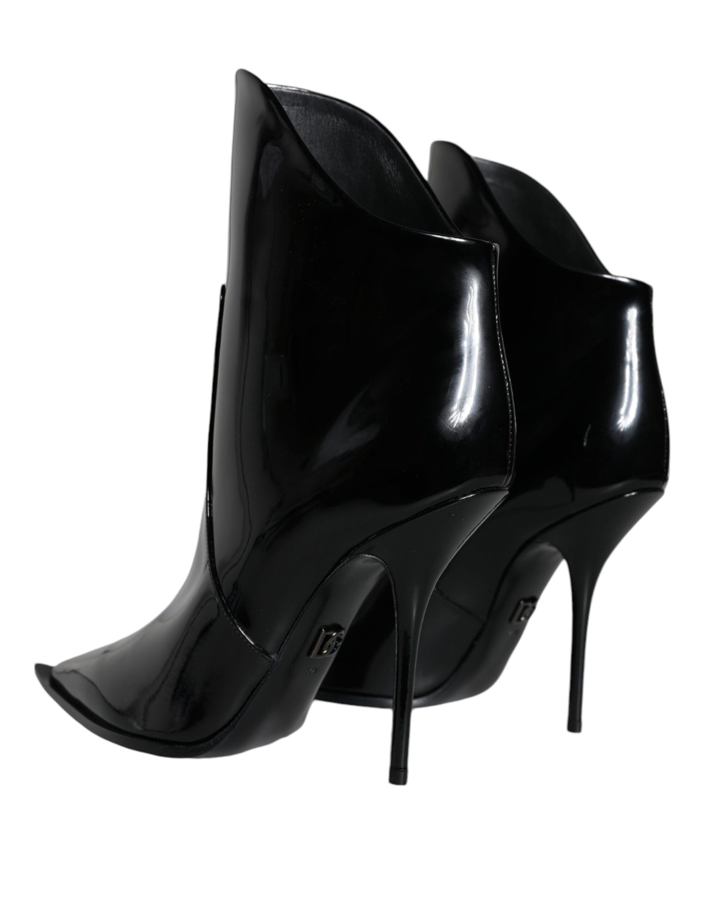 Black Patent Leather Pointed Ankle Boots Shoes