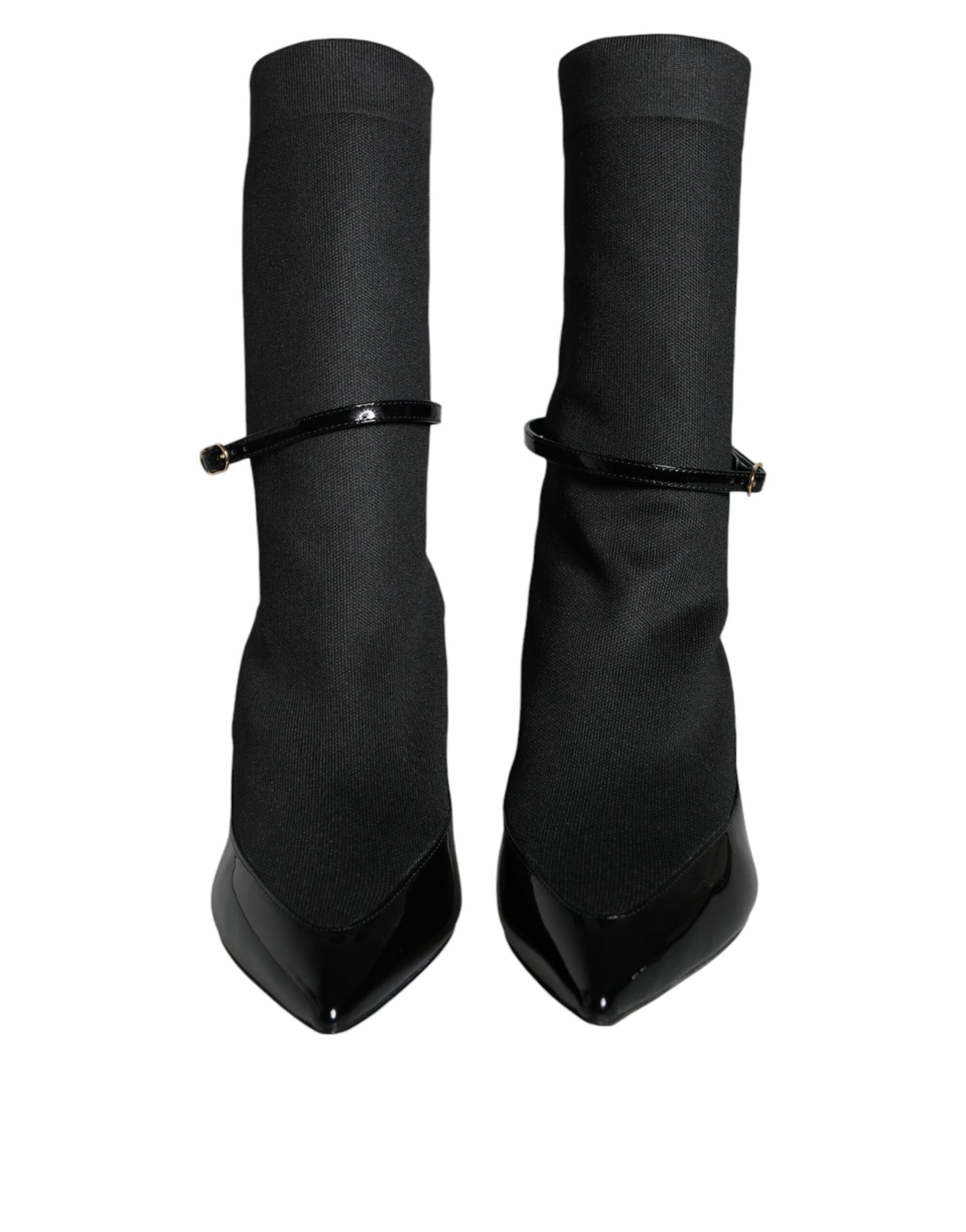 Black Leather Stilettos Booties Socks Shoes