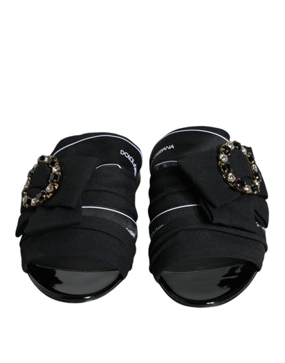 Black White Crystal Slides Sandals Shoes